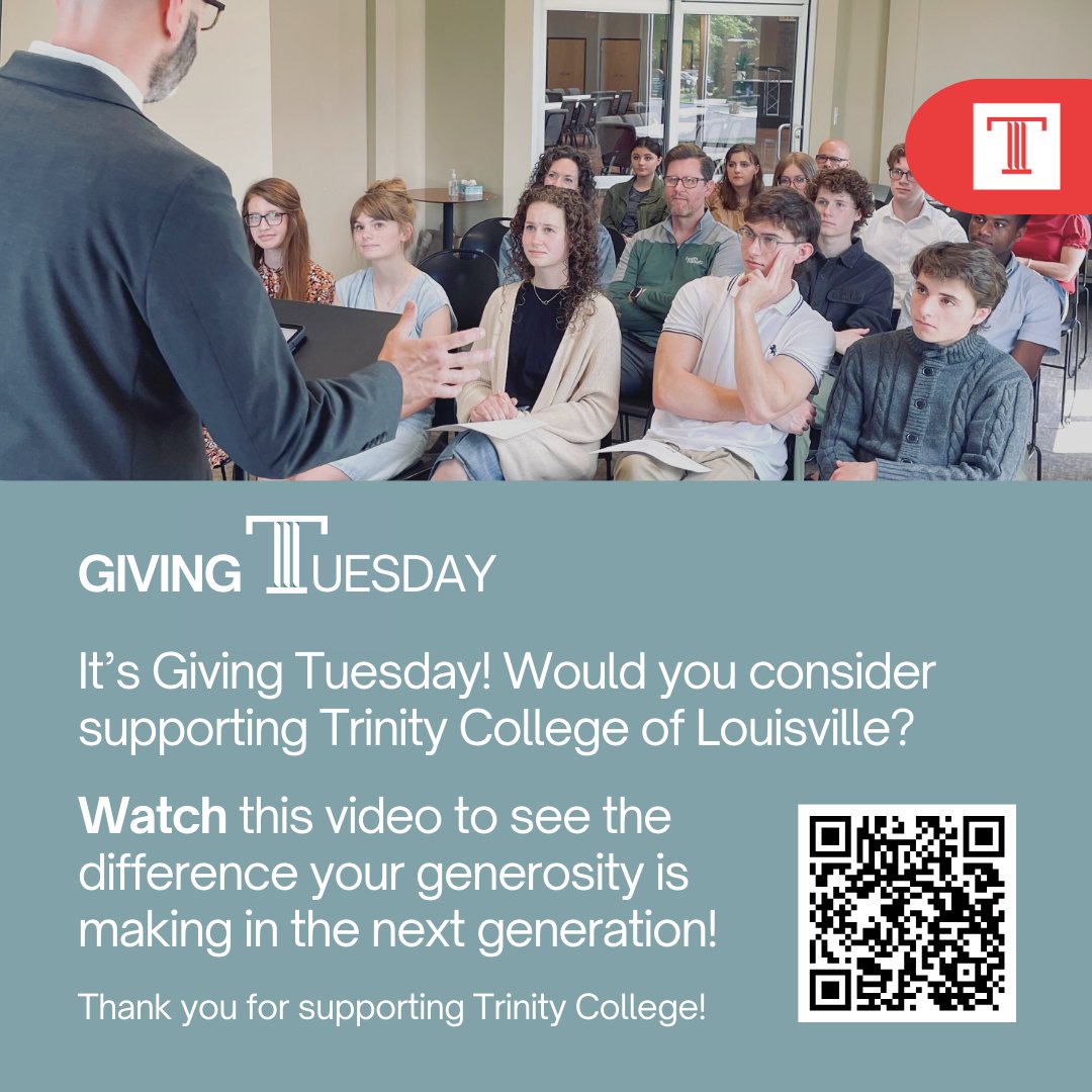 It’s Giving Tuesday! Would you consider supporting Trinity College of Louisville? 

Watch this video, as students describe the difference your generosity is making in the next generation: 
youtube.com/watch?v=sYW4eS…

Please consider the following ways you can support us this year!