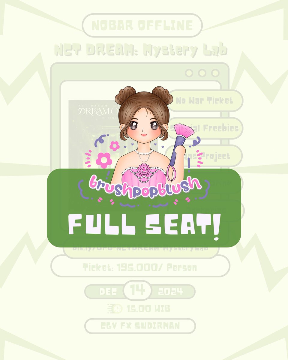 brushpopblush's tweet photo. Tickets for Nobar Offline NCT Dream Mystery Lab in Cinemas are officially SOLD OUT 📢❤️‍🔥

Terimakasih BPB Friends yang sudah join 🎊 yang gak kedapetan slotnya mungkin next event bisa follow akun kita yaa biar dapet info terupdate (kalo ga mau kehabisan slot lagi) 😋 https://t.co/MBhqPhqap5
