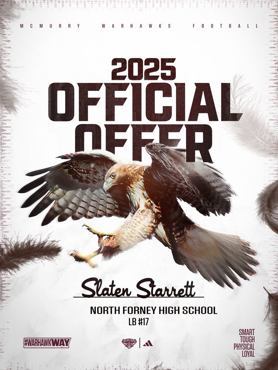 Slaten Starrett (@slate_north) on Twitter photo After an amazing phone call with <a href="/CoachSnyde/">Will</a> I am beyond blessed to receive an offer from <a href="/McMURRYFOOTBALL/">McMURRY FOOTBALL</a>
<a href="/CoachShavers/">Marcus Shavers</a>
<a href="/carlos_leggins/">Carlos Leggins</a>
<a href="/KoachMak/">Coach McDonald M.S Ed.</a> After an amazing phone call with <a href="/CoachSnyde/">Will</a> I am beyond blessed to receive an offer from <a href="/McMURRYFOOTBALL/">McMURRY FOOTBALL</a>
<a href="/CoachShavers/">Marcus Shavers</a>
<a href="/carlos_leggins/">Carlos Leggins</a>
<a href="/KoachMak/">Coach McDonald M.S Ed.</a>