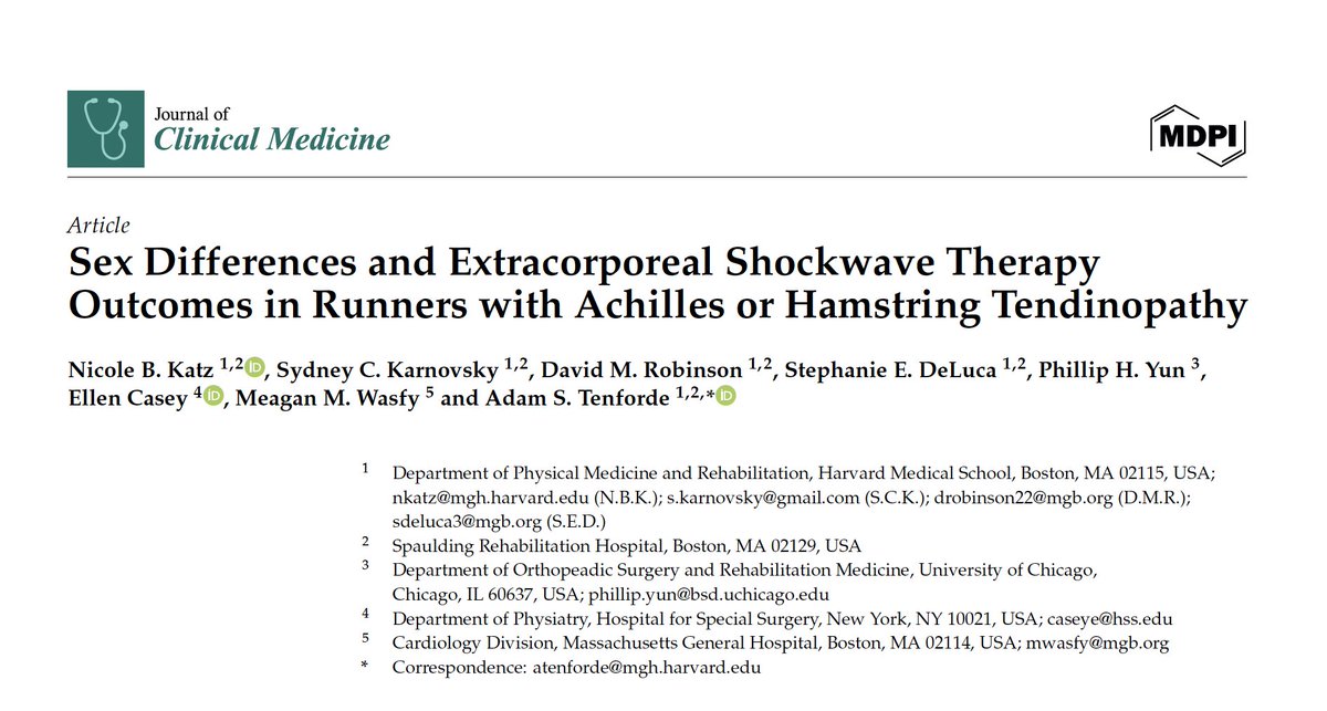 📢 New work assessing sex differences in extracorporeal #shockwave therapy in #runners!🏃‍♀️

To learn more about the association between functional outcomes and:

🔹Sex
🔹Male and Female Athlete Triad-related risk factors
🔹Hormonal contraceptives
🔹Menopause

Clink the link 👇