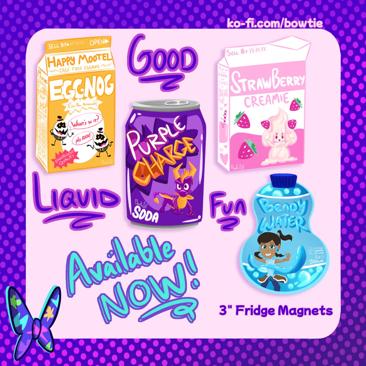 Inspector_LD's tweet photo. ‼️📣Fun Drink Magnets are now available in the shop!‼️ Reminder that the Vaporwave Alastor and Hazbin Pride Parade prints are also available. These cutie lil drinks are just too fun. https://t.co/dBp54WTTT6
