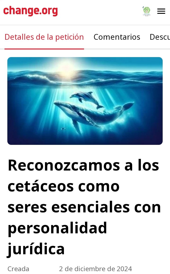 jorge extramiana (@jorgeextramiana) on Twitter photo Hoy tú, que lees este twitt puedes cambiar el futuro de los cetáceos de todo el planeta
Lee el Manifiesto
Solo con tú firma y difusión a otras personas
Evitar su caza, crear santuarios y protegerles en aguas internacionales
change.org/p/reconozcamos…
<a href="/antonioguterres/">António Guterres</a>
<a href="/Teresaribera/">Teresa Ribera</a> Hoy tú, que lees este twitt puedes cambiar el futuro de los cetáceos de todo el planeta
Lee el Manifiesto
Solo con tú firma y difusión a otras personas
Evitar su caza, crear santuarios y protegerles en aguas internacionales
change.org/p/reconozcamos…
<a href="/antonioguterres/">António Guterres</a>
<a href="/Teresaribera/">Teresa Ribera</a>
