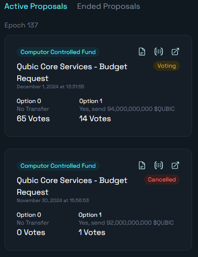 Thanks to <a href="/lex_qubic/">Alex ױ</a>, there's now an easy way to keep track of the current <a href="/_Qubic_/">Qubic</a> proposals at proposals.qubic.org ❤️‍🔥

I'm excited for future updates! If I may start to wish:
- A push/notification service for proposals ℹ️
- Graphs/insights on when/what Computors vote 📊
