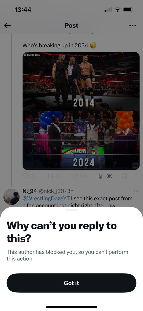 NJ_94 (@nick_j30) on Twitter photo Wrestlelamia blocked me for calling out their shady practices 😂
<a href="/WrestlingDazeYT/">Wrestling Daze</a> <a href="/CWrestlingUK/">C Wrestling</a> <a href="/wordofwrestling/">Word of Wrestling 🎤⭕️</a>
#IWC #wwe #WrestlingCommunity Wrestlelamia blocked me for calling out their shady practices 😂
<a href="/WrestlingDazeYT/">Wrestling Daze</a> <a href="/CWrestlingUK/">C Wrestling</a> <a href="/wordofwrestling/">Word of Wrestling 🎤⭕️</a>
#IWC #wwe #WrestlingCommunity