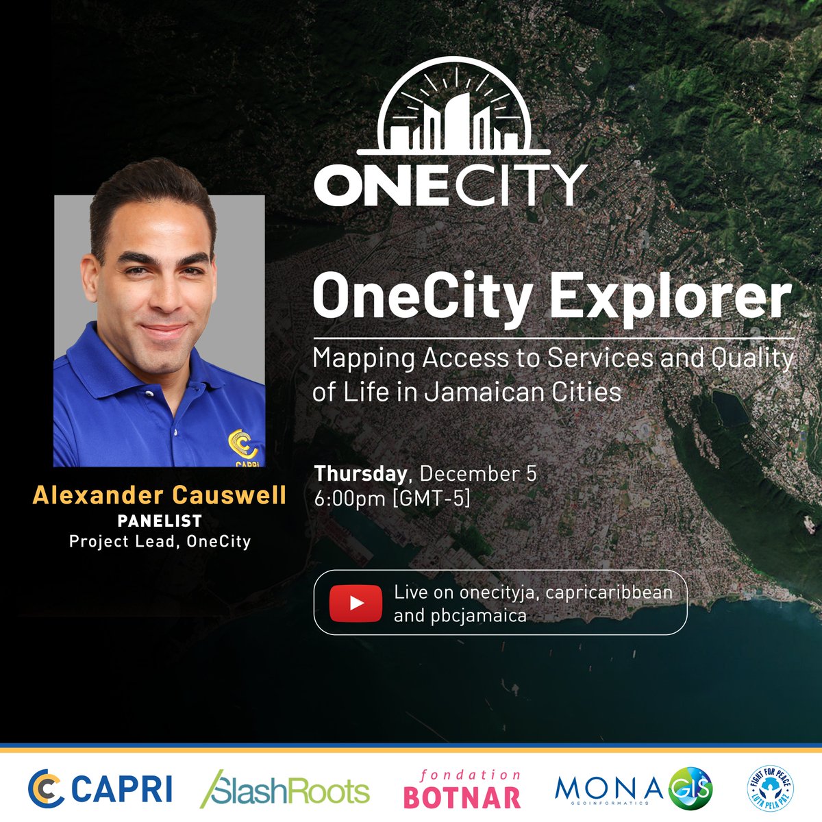 OneCityJA's tweet photo. @CapriCaribbean's Director of Research @DRThorburn  will moderate a panel discussion on the utility of #OneCityExplorer featuring Alexander Causwell, OneCity Project Lead, and Dr Robert Kinlocke, Lecturer  @UWIGeogGeol. https://t.co/sYCV2BQHoZ