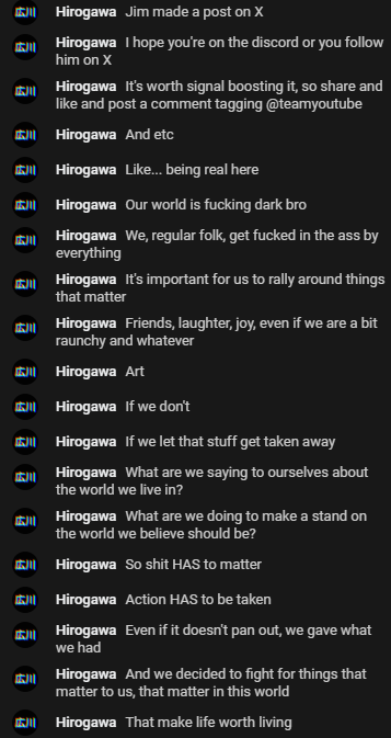 HIROG4W4's tweet photo. We won't go quietly into the night.
Please @TeamYouTube look into the situation involving my favorite comedy show, @jimandthem. They've been running for 18+ years and have been making YT content for a decade now. JAT4Life
@KingFgc @MaxxyDLuffy327 @MsDeannaRussell @Justin_Legends https://t.co/y5RB8kTCzA