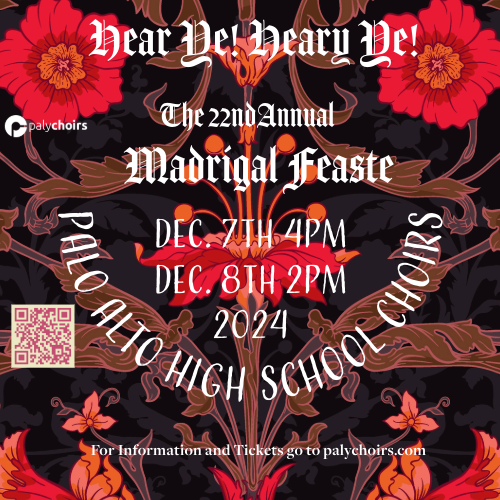 PalyArts's tweet photo. Hear ye! Hear Ye!
@palychoirs bids thee join us for a Madrigal Feaste, where song &amp; splendor await!🎶 Secure thy tickets at https://t.co/HOivrvc1Jn &amp; join the merriment! 🎟️✨
📅Dec 7th 4pm &amp; Dec 8th 2pm at Paly's Performing Arts Center!  Huzzah! @PaloAltoUnified @PAUSD_VAPA https://t.co/5F4GGFGxIo