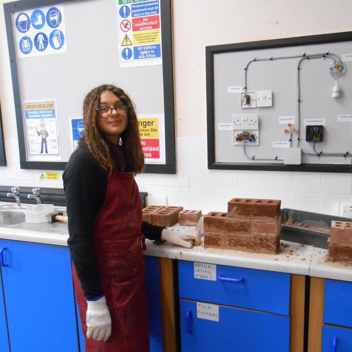 Mrs Kenwrick's Construction class have started practising their bricklaying skills this week in preparation for their coursework. The standard is very high this year so look out our local tradesmen!