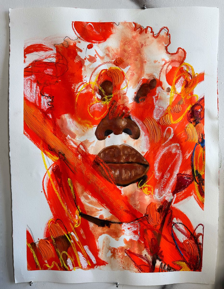 「I always love painting with orange 」|Khariのイラスト