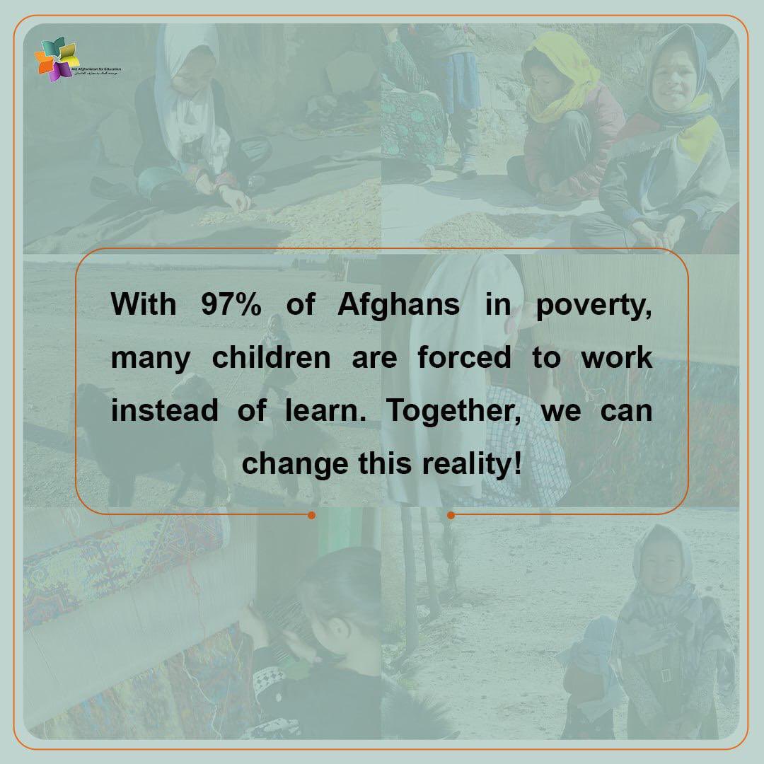 GirlsGlobe's tweet image. How can we accept that 97% of Afghans live in poverty, forcing children to work instead of learn?
Together, we can create opportunities for these children to learn and thrive. #ChildrensRights
