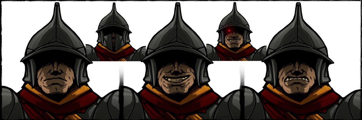 Was commissioned to make these town guards for a Dungeons &amp; Dragons campaign

Very fun project, really enjoyed working in this style

Do NOT jaywalk near them