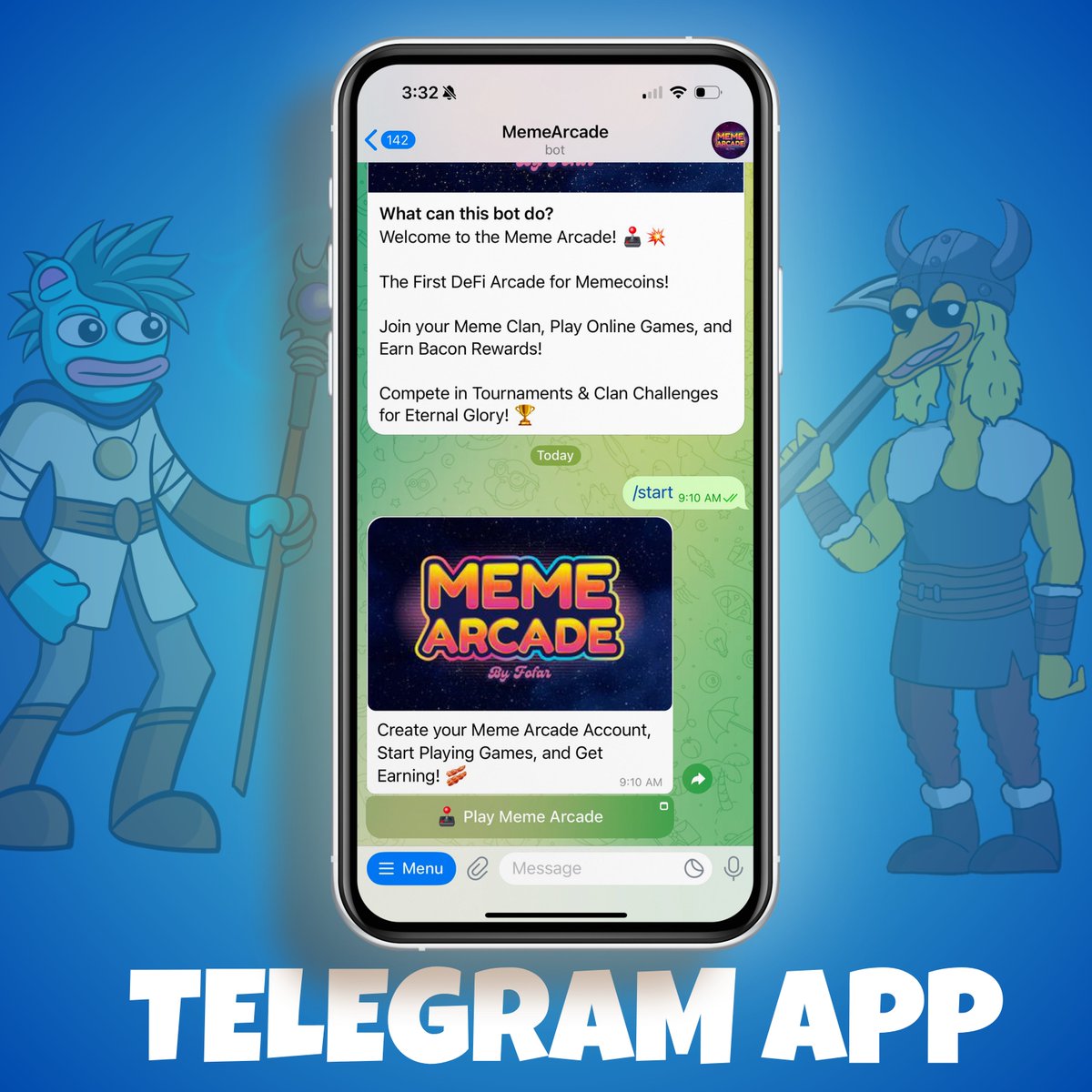 The Meme Arcade Telegram App is Ready to Go! 🕹️

Launching this Friday, the Telegram app brings the Meme Arcade to millions of crypto users!

The countdown begins...⚡️

$FOFAR $SPIKE $DRAGGY $BRATT $BDOG $SKULL