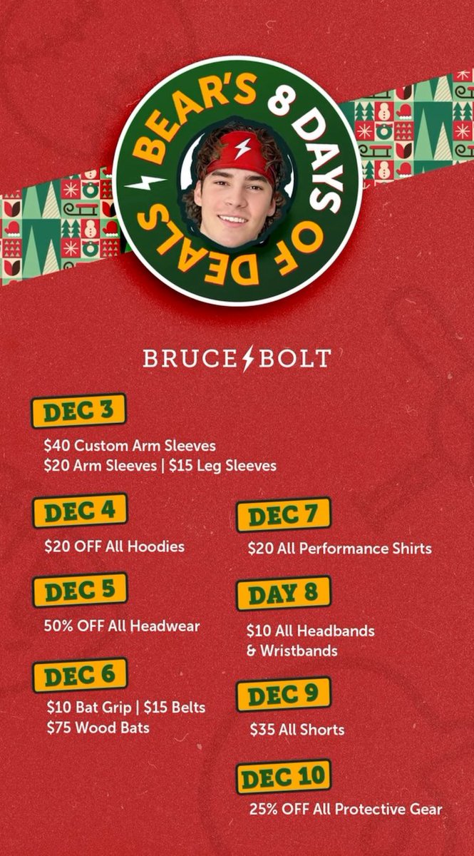 Bear's 8 Days of Deals starts today! All deals live through December 10th—Get the styles you want while they last ⚡️