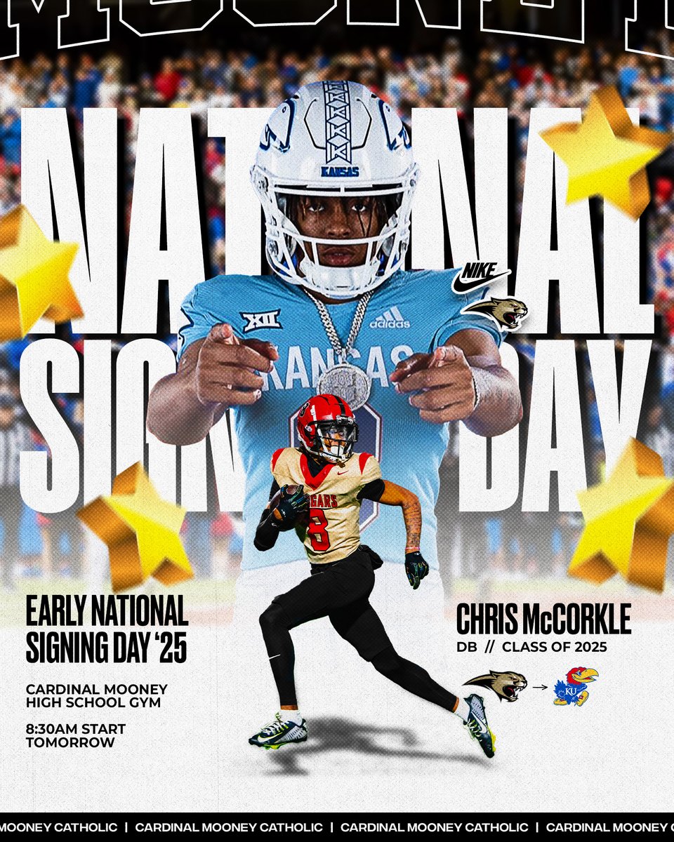Cardinal Mooney Football (@mooney_fb) on Twitter photo Join us tomorrow morning for an early signing day ceremony featuring <a href="/ChrisMccorkle_8/">Chris McCorkle lll</a> π 8:30AM in the Cardinal Mooney Gymπ All are welcome βΌοΈ #RockChalk Join us tomorrow morning for an early signing day ceremony featuring <a href="/ChrisMccorkle_8/">Chris McCorkle lll</a> π 8:30AM in the Cardinal Mooney Gymπ All are welcome βΌοΈ #RockChalk