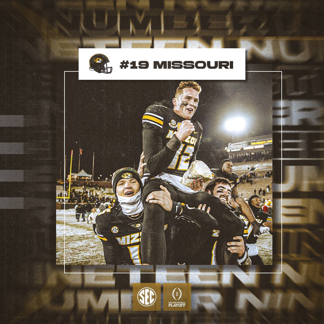 College Football Playoff Rankings | Dec. 3

🐯 No. 19 <a href="/MizzouFootball/">Mizzou Football</a>

<a href="/CFBPlayoff/">College Football Playoff</a> x #ItJustMeansMore