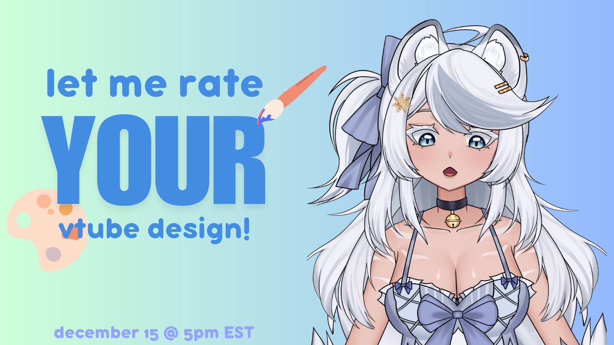 ❄️LET ME RATE YOUR VTUBER DESIGN❄️

on December 15th for my donothon, ill be going through YOUR designs and rating them! 
all of them will be positive but if you’d like an artist critique please add a “🔥” to your comment!!

SEND ME THOSE CUTE DESIGNS⬇️⬇️