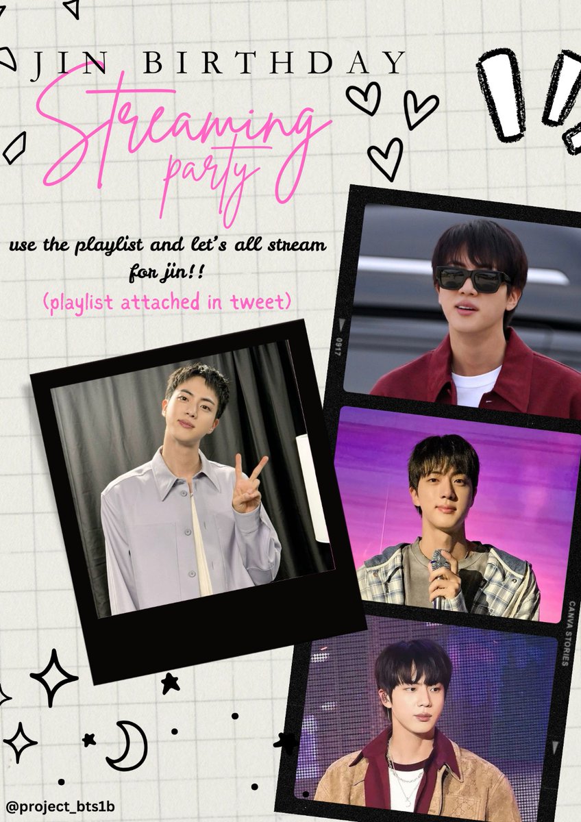 project_bts1b's tweet photo. Join us and stream for the b'day boy together!! 

Use the playlist attached below

P.s. I'm stuck with exams so I can't host on SH😓 so instead sharing a playlist . Kindly use the playlist. Will host a party for jin once done with 📖🤯 https://t.co/D1WDz2urin