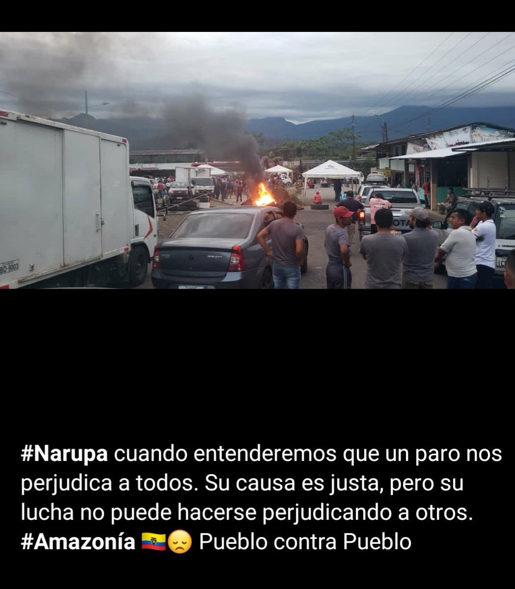 #Narupa #Ecuador
#Amazonía 
Pueblo contra Pueblo 
Comunidad vs Transportistas y usuarios de la vía 

<a href="/DanielNoboaOk/">Daniel Noboa Azin</a> hay respuestas que son urgentes, por favor!!
