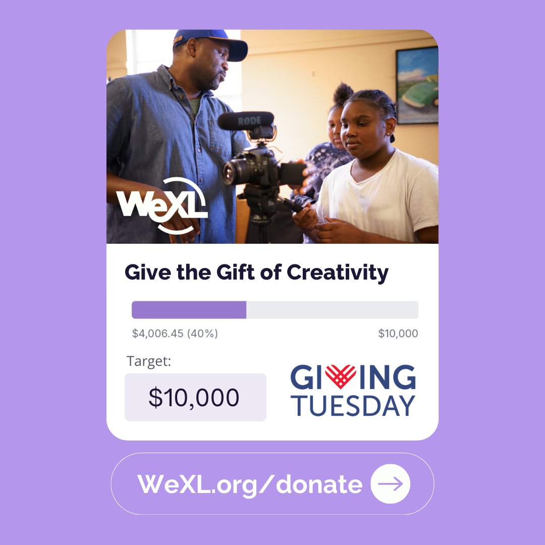 We're so close! Help us reach our goal of raising $10,000 to fund life-changing mentorship programs that empower kids' creativity! ✨

Let's make an impact together - donate now at wexl.org/donate 💜  

#WeXLGivingTuesday #TogetherWeXL