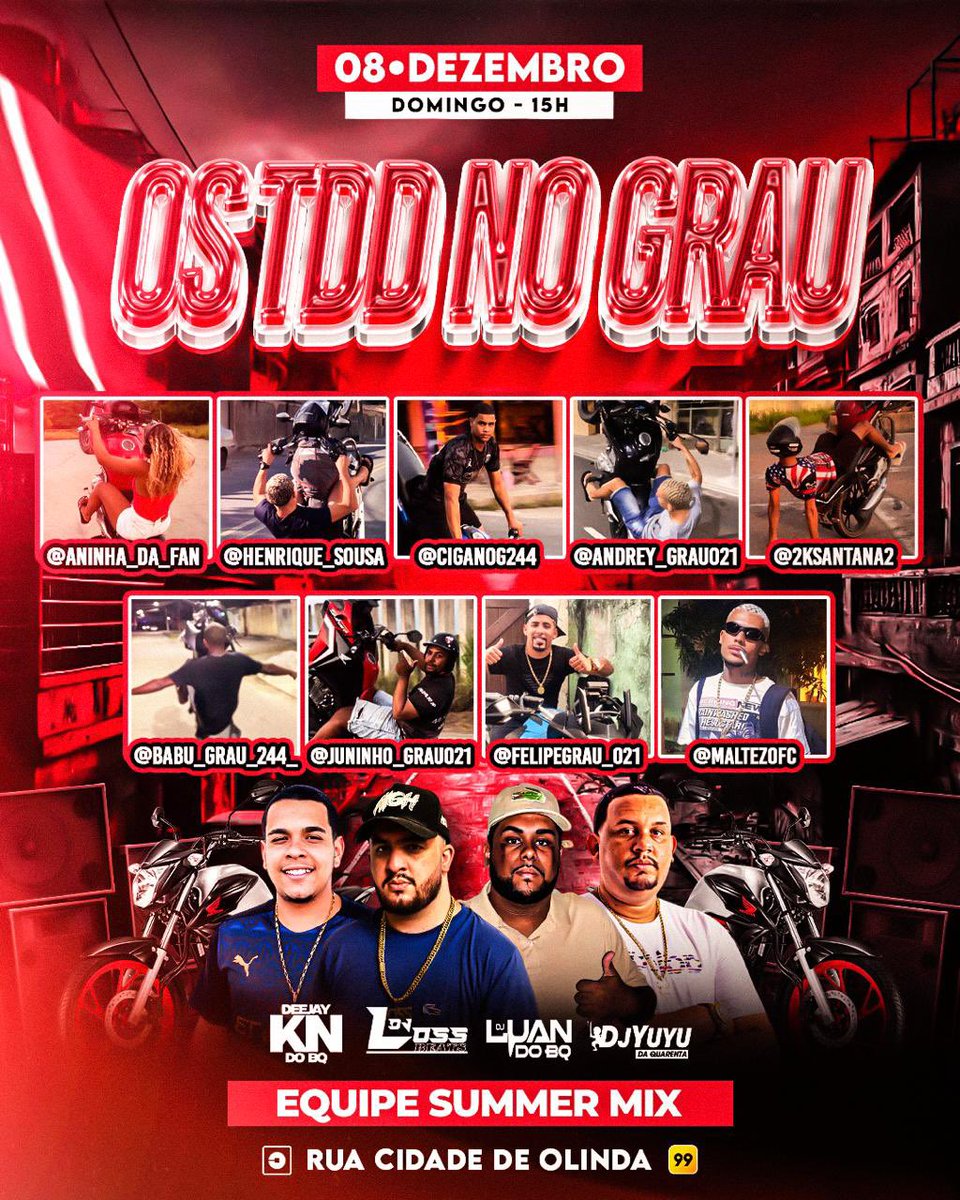 NESSE DOMINGO TEM “ os TDD no grau “  NA TRINDADE , COM EQUIPE SUMMER MIX E DJ’s CONVIDADOS ✅🇹🇹🎪