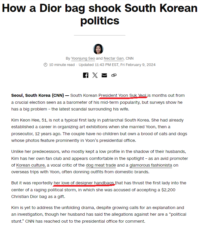 South Korea has had not one but TWO handbag related Presidential downfalls in the past decade