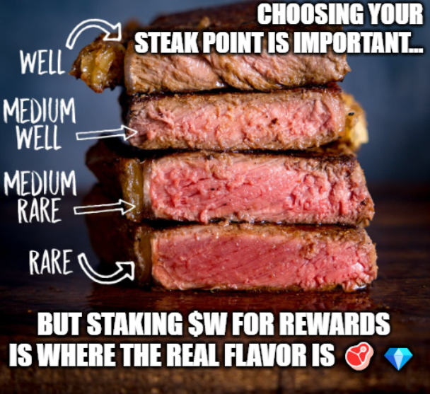 How do you like your steak? 
Well, when it comes to $W staking, we’ve got the perfect point: Rewards!

The <a href="/Wormhole/">Wormhole</a> Staking Rewards Program goes live tomorrow, Dec 4, with 50,000,000 W allocated.

Stake for governance, stay for the flavor.

Join us x.com/wormhole/statu…