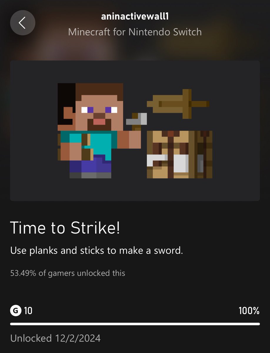 aninactivewall1's tweet photo. New achievements in #Minecraft on my Switch OLED.

#AnInactiveWall1 #Gaming #NintendoSwitch #VideoGaming https://t.co/xHNmCbTJMu