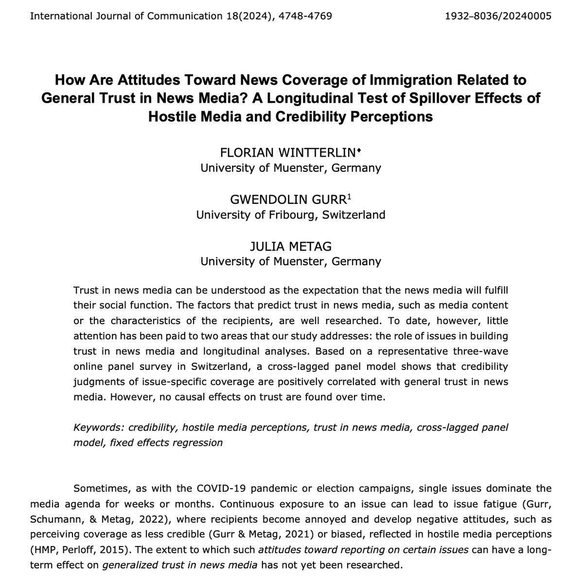 Ross_Dahlke's tweet photo. Interesting new study with three-wave panel data examining the relationship between hostile media perceptions and trust in news by @Flo_Wintt @die_Gwen @j_metag https://t.co/VZIpqSa8oF https://t.co/HxiMCDkMhS