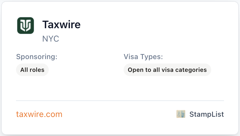 Proud to be one of the companies on the new Landing Club list. 

We've sponsored visas where possible in the past (cc <a href="/aasimsani/">Aasim Sani</a>) and would love to do so for great talent in the future.

We're hiring engineers at Taxwire.com. DM or email me if you're interested in