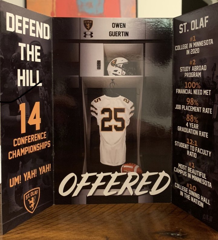 Owen Guertin (@owen_guertin) on Twitter photo Excited and thankful to receive my third college football offer. <a href="/StOlafFB/">St. Olaf Football</a> is an elite program with awesome academics. I’ve loved my time visiting Northfield. Thank you <a href="/JamesKilian/">James Kilian</a> for believing in me. Excited and thankful to receive my third college football offer. <a href="/StOlafFB/">St. Olaf Football</a> is an elite program with awesome academics. I’ve loved my time visiting Northfield. Thank you <a href="/JamesKilian/">James Kilian</a> for believing in me.