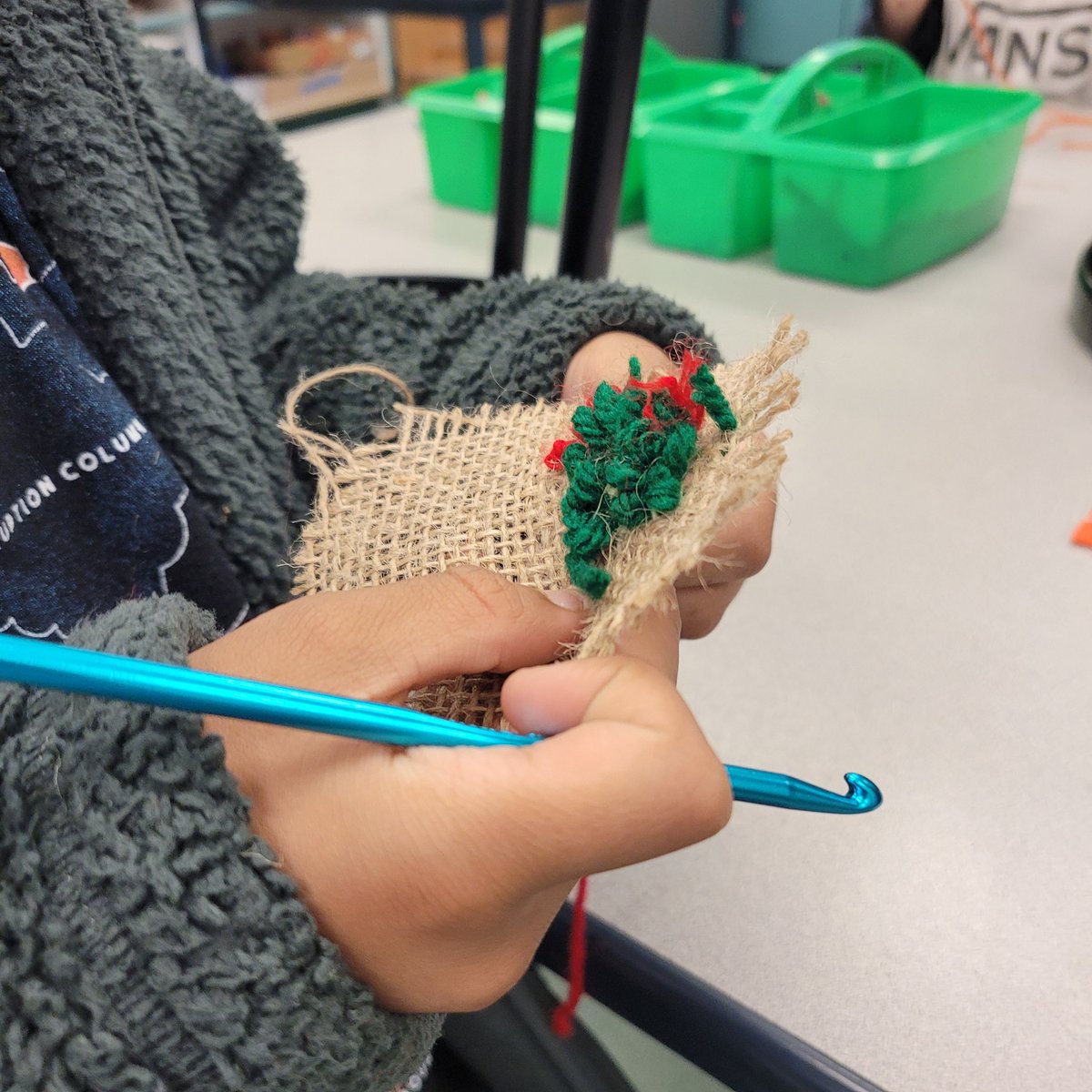 Fiber Arts Club learned a new skill today! Look at them doing rug hooking! I just wanted to see how it'd go. Also look at the beautiful embroidered patch one finished! <a href="/GattisRRISD/">GattisRRISD</a> <a href="/HafedhAzaiez/">Dr. Hafedh Azaiez</a> <a href="/RoundRockISD/">Round Rock ISD</a> <a href="/rrisdfinearts/">Round Rock ISD Fine Arts</a>