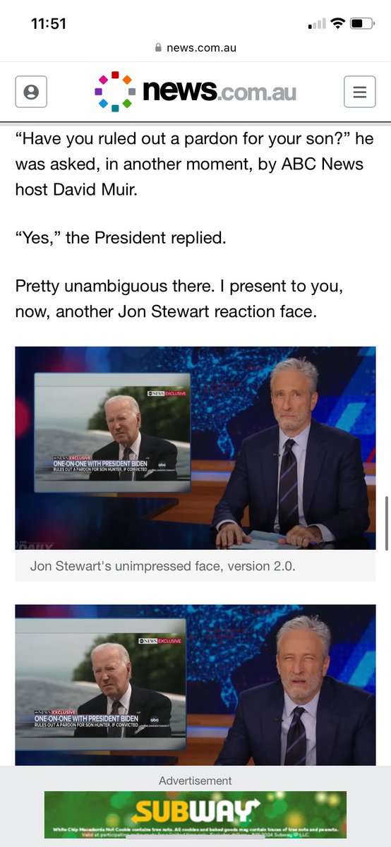 AnnaBasic2's tweet image. You know the democrats are fuck*d when #JonStewart goes after @JoeBiden
“Yes” Biden stating he rules out pardoning his worthless son.
How can you pardon someone for crimes they “may” have committed over exactly 11 years? 🤔
@realDonaldTrump destroy them!!!
#FJB