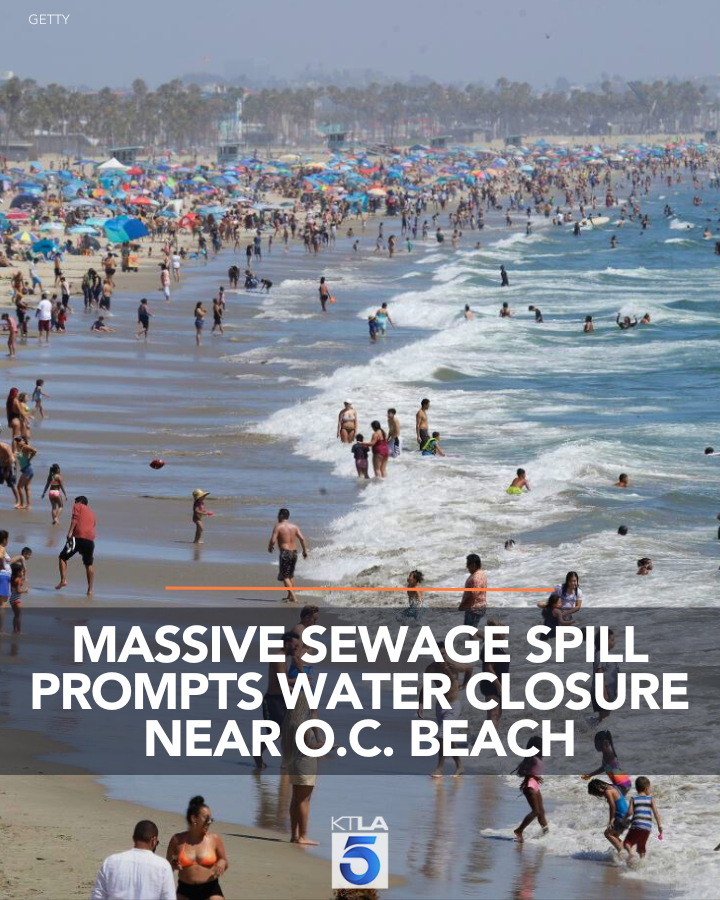 KTLA's tweet photo. A large sewage spill prompted the closure of ocean waters near Salt Creek Beach in Dana Point.
Details: https://t.co/BT3lz01LxG https://t.co/moN4MUY0JM