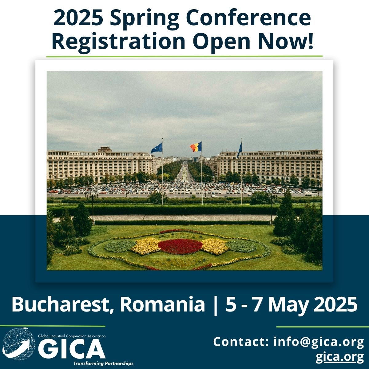📢 Registration is NOW OPEN for the GICA 2025 Spring Conference in Bucharest, Romania!
 
Secure your spot now: gica.org/event/gica-202…

#GICAConference #Bucharest2025 #IndustryInnovation #Networking #IndustrialCooperation