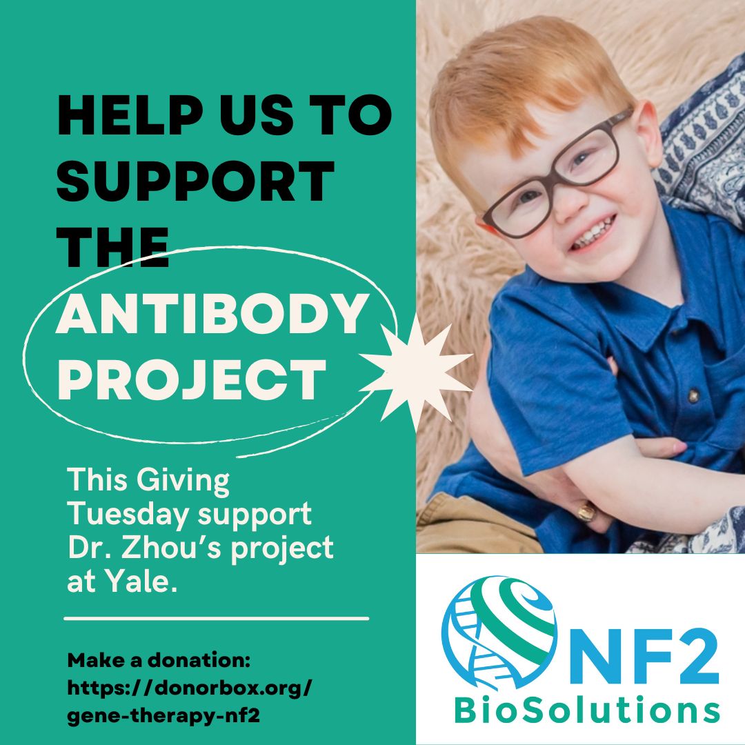 NF2BioSolutions's tweet photo. Research is crucial for finding a cure for NF2, as current options are limited to invasive procedures and symptom management. The Antibody Project at Yale offers promising treatment possibilities. Help us bring hope to NF2 patients by donating today: https://t.co/CQFUQdSIWE https://t.co/iJlP3zwnO8