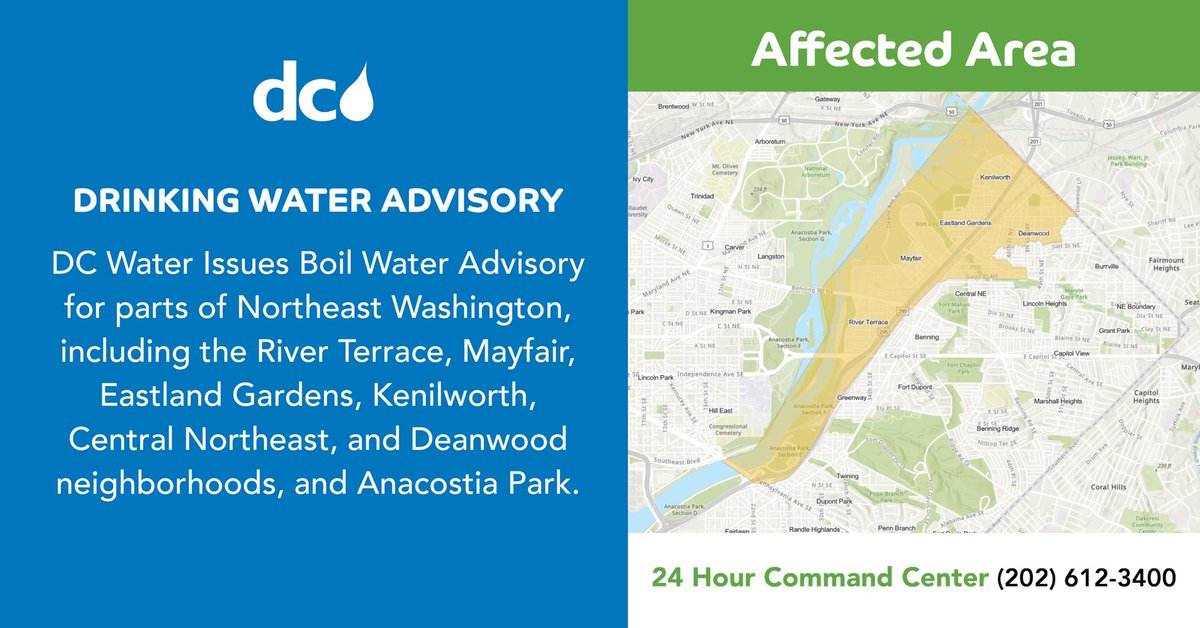 DC Water crews are working to restore water to customers affected by low/no pressure. A leak is suspected to be the cause. While repairs are made, water is being rerouted through a nearby main. A boil water advisory remains in effect for the impacted areas dcwater.com/bwaupdatene