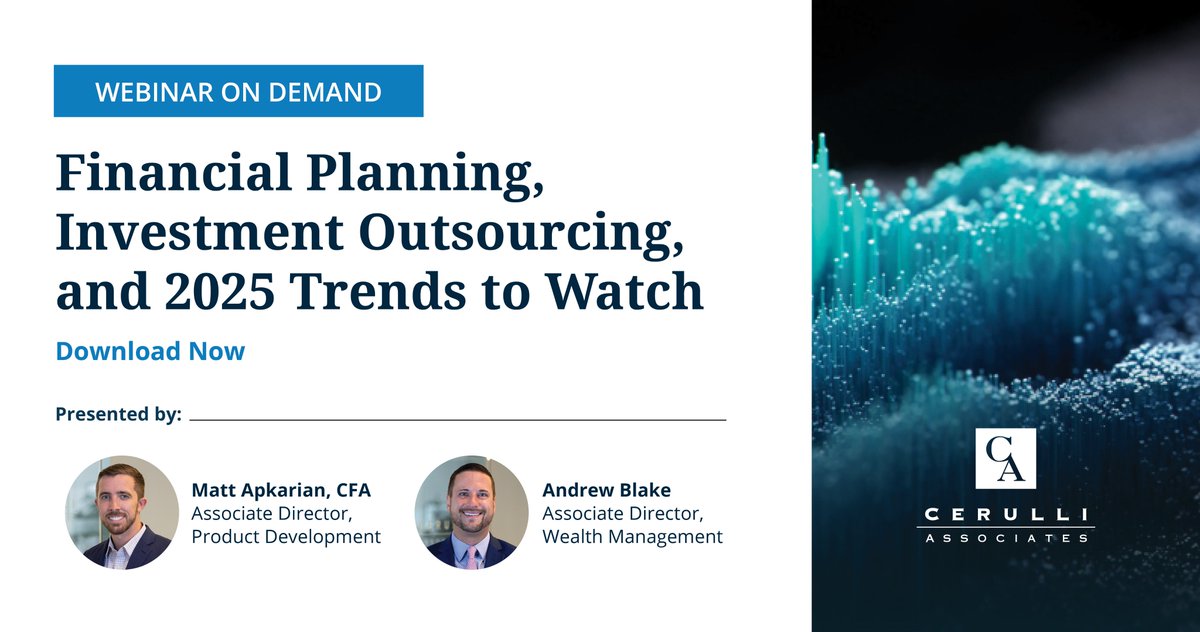 Download our latest #webinar! Hear from <a href="/MattAtCerulli/">Matt Apkarian, CFA</a> and <a href="/AndrewAtCerulli/">Andrew Blake</a> as they unveil their new perspectives on #financialadvisors and share innovative strategies for achieving scale, efficiency, and differentiation. Access our recording here: cerulli.com/webinars/webin…
