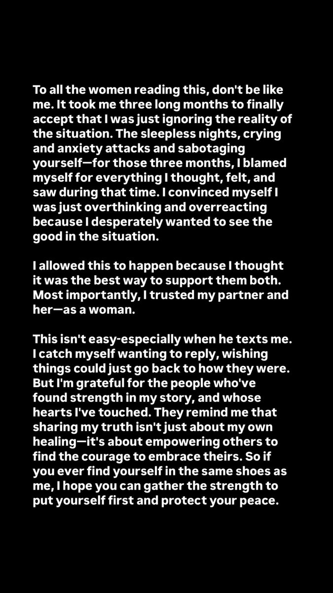 PhilippineStar's tweet photo. ‘I TRUSTED MY PARTNER AND HER—AS A WOMAN’

Jamela Villanueva, ex-girlfriend of actor Anthony Jennings, broke her silence after the actor confirmed their split.

“Michael, for nearly 7 years I'm so grateful for you being my rock, my best friend, and most especially my partner… Happiness was all I ever wanted for you, in our years of living together. I never imagined I'd have to let you go, but I did—so you could grow and find happiness on your own,” she said in her Instagram Story on Tuesday.

In a series of screenshots, Villanueva also revealed Jennings' alleged relationship with actress Maris Racal during their time together.

“I allowed this to happen because I thought it was the best way to support them both. Most importantly, I trusted my partner and her—as a woman,” she added.

Jennings and Racal worked together in the television series “Can’t Buy Me Love.” (Instagram/Jamela Villanueva)