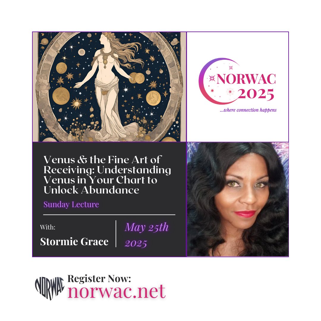 It's a NORWAC 2025 Lecture Spotlight🔦✨

See our full schedule here: norwac.net/2025-schedule/

NORWAC 2025 is May 22-26, 2025 in Seattle, WA
In-person registration is Sold Out.

✨Virtual Registration is OPEN NOW✨: norwac.net

#norwac2025 #astrology #astro #Seattle