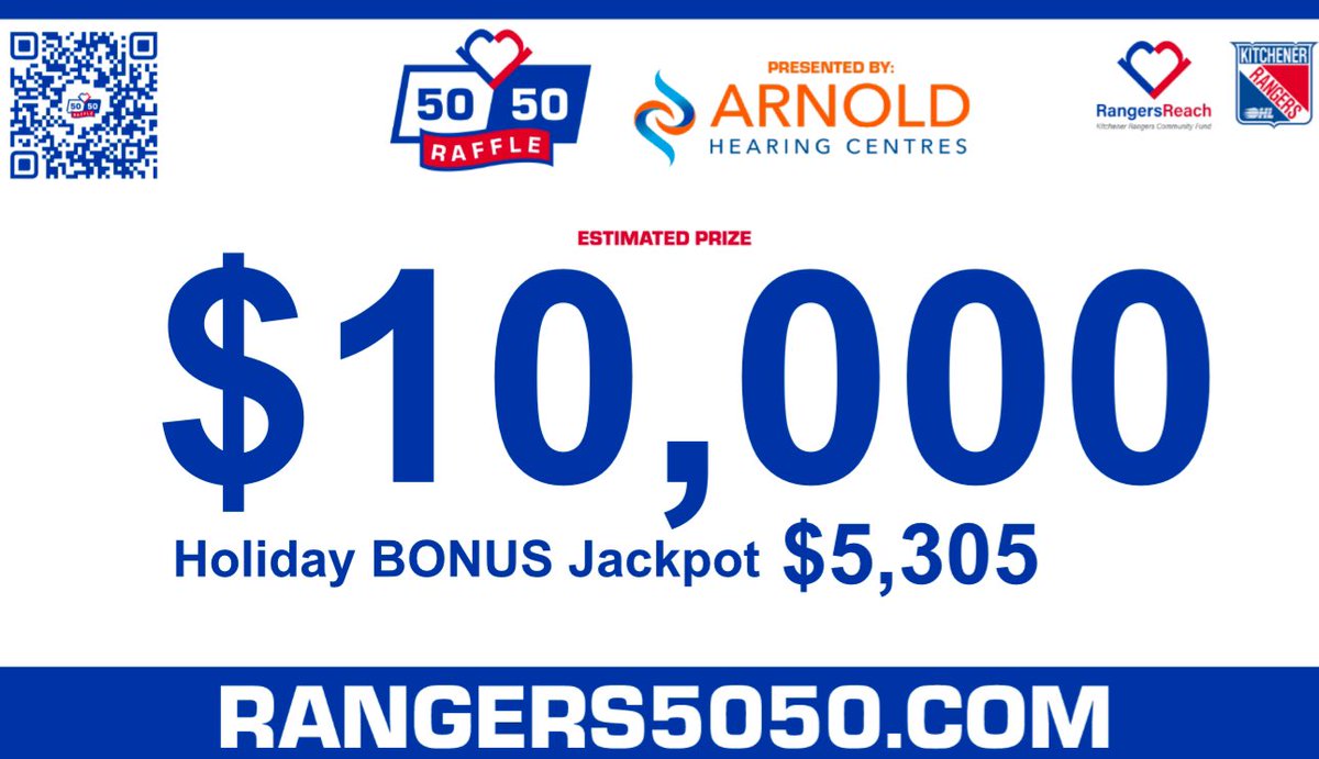 🧸🎉💰 A $10,000 TEDDY BEAR TUESDAY IN #RTown! 

Grab your 50/50 tickets for a chance to win BIG!

Buy online or at the <a href="/OHLRangers/">Kitchener Rangers</a> game!

🎟️ Rangers5050.com