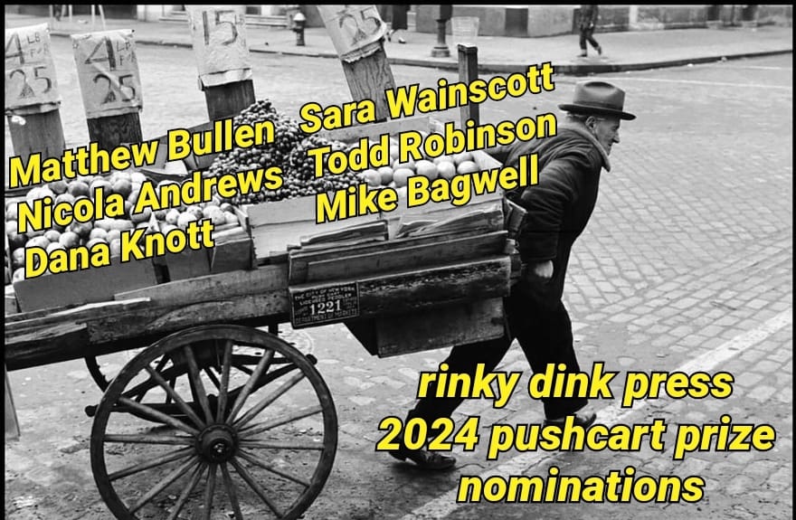 Happy Pushcart Season to all who celebrate 🛒🏆

@maraebrarian <a href="/dana_a_knott/">Dana Knott</a> <a href="/RedOgreReview/">Red Ogre Review</a>