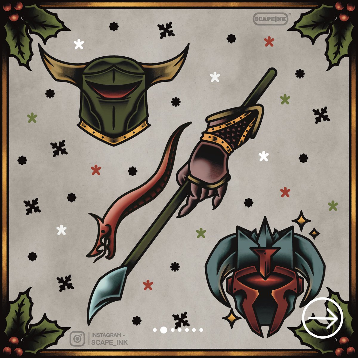 Scape_Ink's tweet image. It’s beginning to look a lot like… 🎄
Very fortunate to have been able to be commissioned. 

#runescape #osrs #art #tattoo #traditional