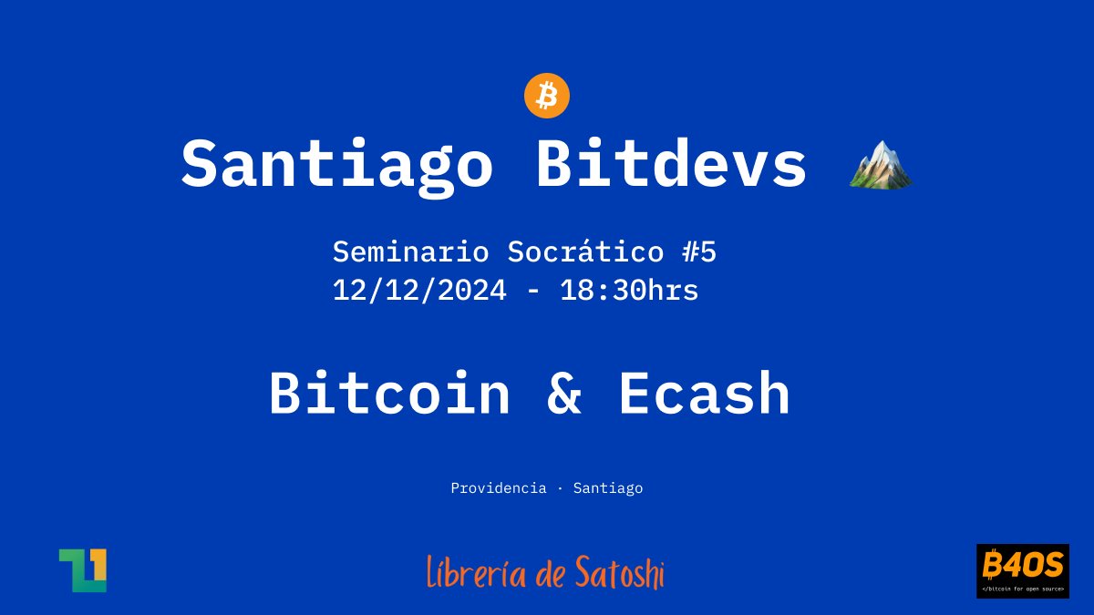 santiagobitdevs's tweet image. Nos vemos en Santiago Bitdevs el 12/12/2024 🏔️🏔️

Confirma tu asistencia en:
meetup.com/es-ES/santiago…

@libdesatoshi @Vinteum_org