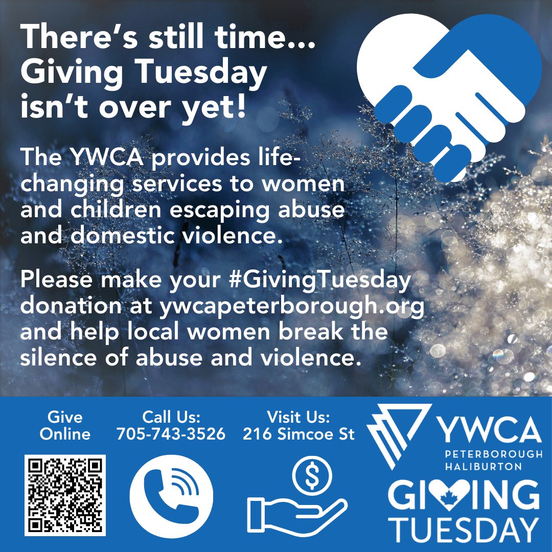 It’s not too late! Make your #GivingTuesday contribution and you’ll be helping women and children break the silence of abuse.

ywcapeterborough.org

Thank you from the bottom of our hearts to everyone who joined this movement today, and made the world a better place.