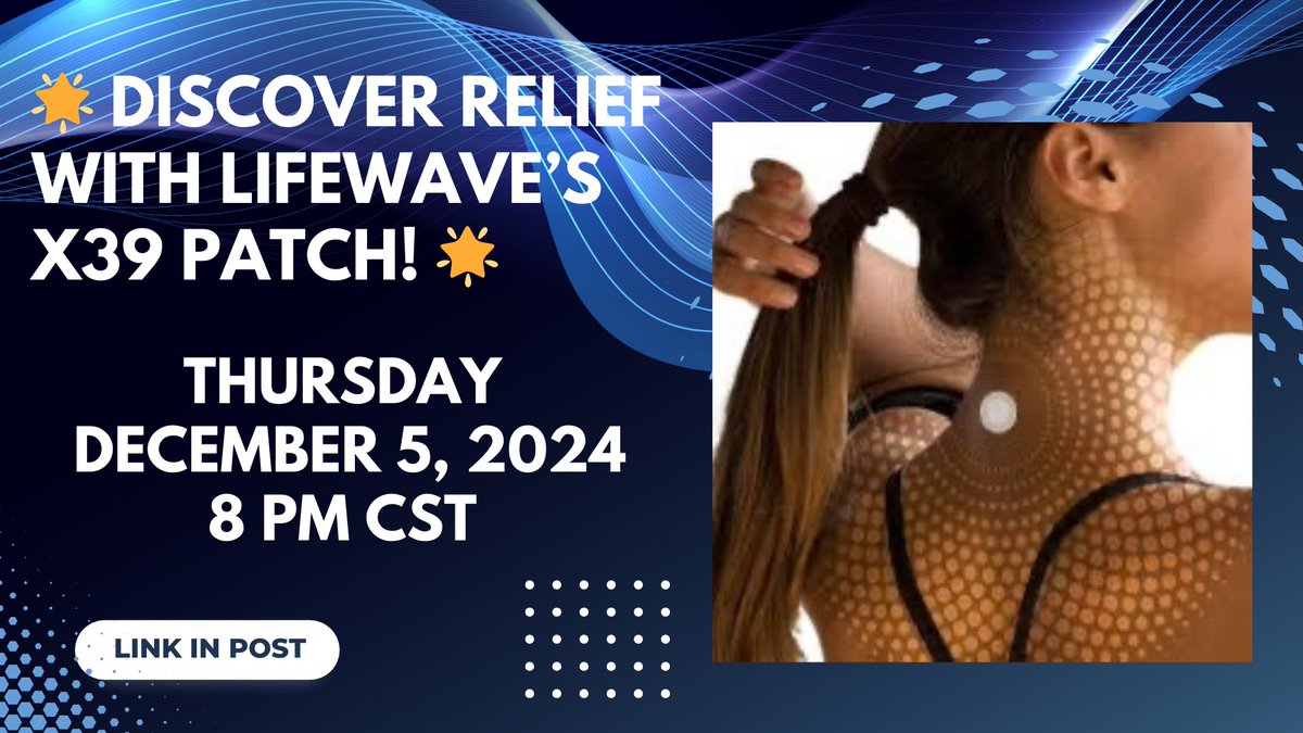 🫦Discover Relief with LifeWave X39! Are you tired of feeling sick and exhausted? 12/7/24 9 PM EST short training session followed by a Q&amp;A. 🎁Drawing for FREE samples! Bring a friend and get extra entries us06web.zoom.us/j/8928729506pw…
Meeting ID: 892 872 9506 Passcode: zTd6F8