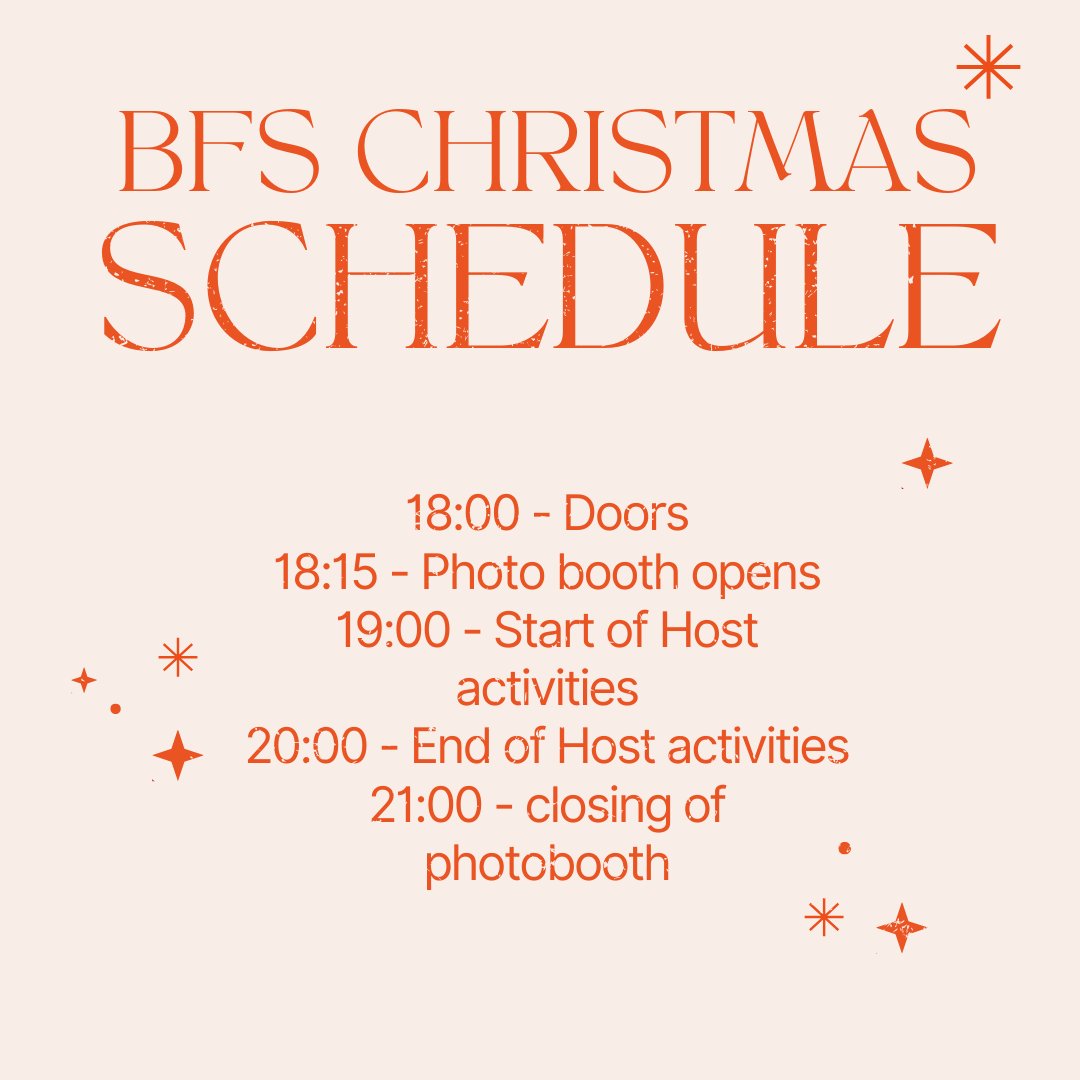 Our schedule for our BFS Christmas parties! Make sure to get your tickets!