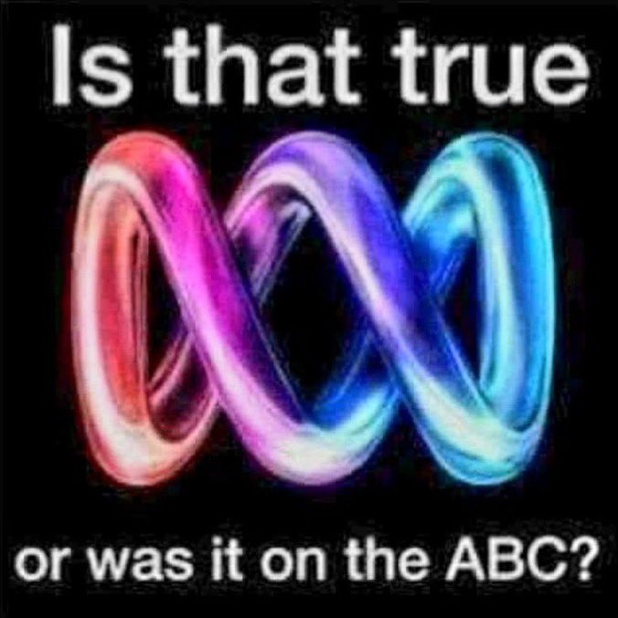 Pharquenauld's tweet photo. @OzPollies @abcnews The ABC is unwatchable. It is pure left wing propaganda which should not be funded by US, the taxpayer. It should be defunded and turned into a subscription service. It wouldn’t last 5 minutes if it were. https://t.co/5sKXd206Ve
