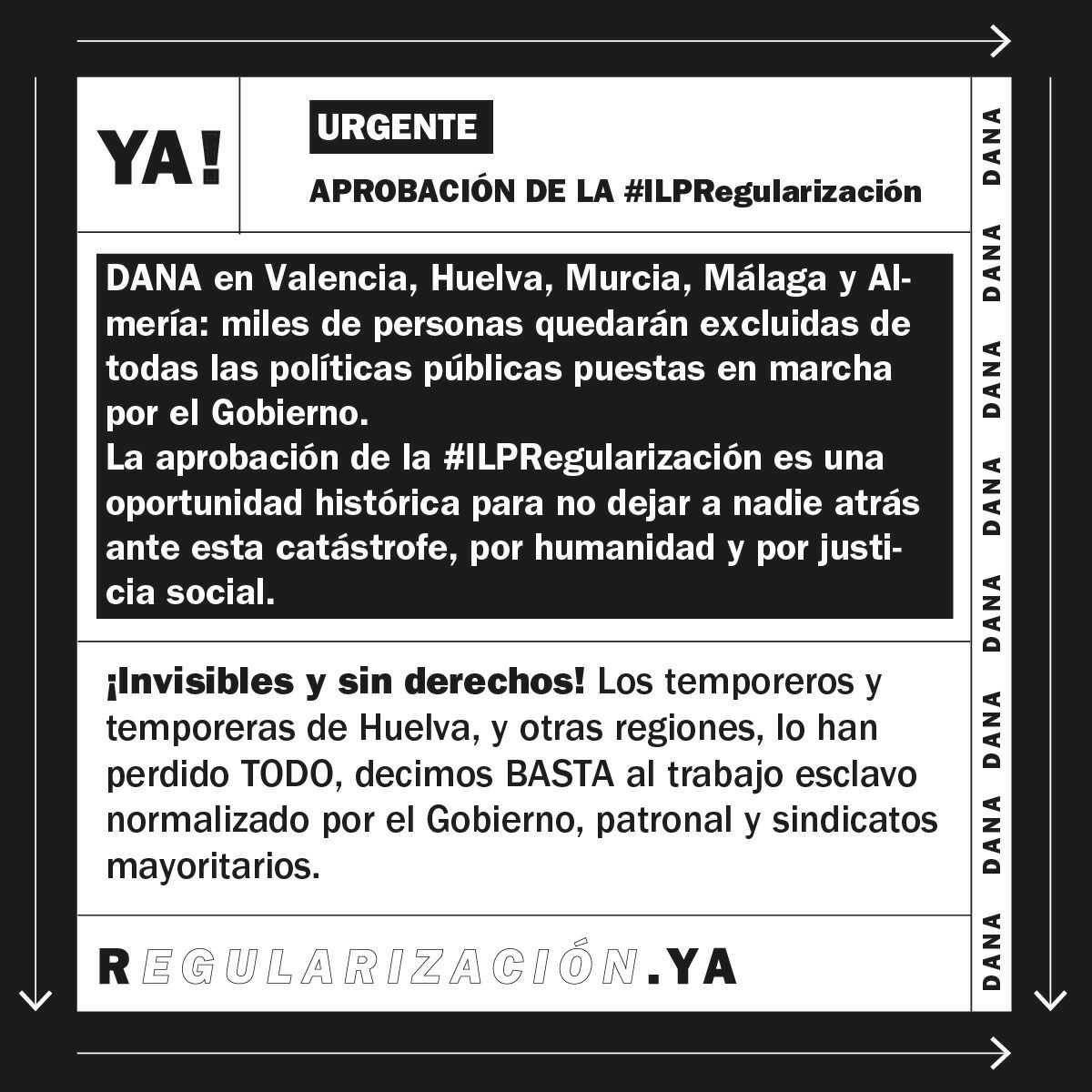 #DANA Invisibles y sin derechos! Los #temporeros y #Jornaleras de #Huelva, y otras regiones, lo han perdido TODO, decimos BASTA al trabajo esclavo normalizado por el Gobierno, patronal y sindicatos mayoritarios.
#RegularizacionYa por Justicia Social y #Humanidad