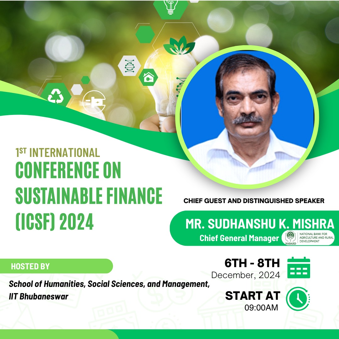 iitbbs's tweet photo. Finance meets sustainability! 
Join us for the 1st International Conference on Sustainable Finance at IIT Bhubaneswar, in collaboration with @NSEIndia, from Dec 6-8, 2024. 
Dive into ESG, green bonds, ethical finance &amp; more. 
#SustainableFinance 
@iitbbs
@FPSB
@NABARDOnline https://t.co/tYrQPFzcaV