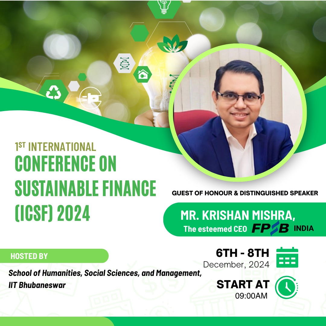 iitbbs's tweet photo. Finance meets sustainability! 
Join us for the 1st International Conference on Sustainable Finance at IIT Bhubaneswar, in collaboration with @NSEIndia, from Dec 6-8, 2024. 
Dive into ESG, green bonds, ethical finance &amp; more. 
#SustainableFinance 
@iitbbs
@FPSB
@NABARDOnline https://t.co/tYrQPFzcaV